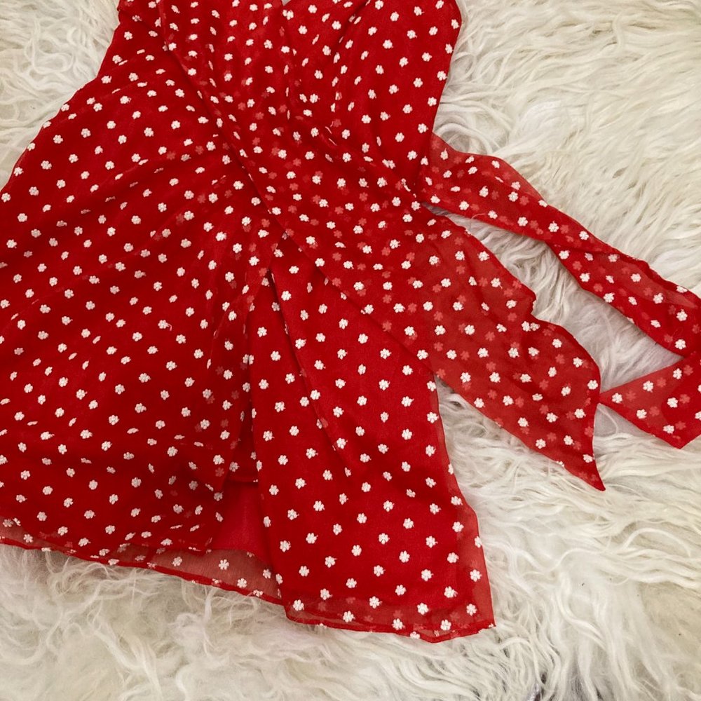 ALICE + OLIVIA Katie Floral Wrap Front Minidress - Picture 8 of 15